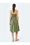Buttoned Thin Strap Midi Dress with Gipe Detail on the Back - 4