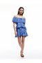 Off-The-Shoulder Ruffled Floral Mini Jumpsuit with Ruffles