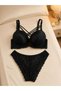 Premium Lace Bra and Panties Set with Cross Straps - 2