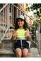 Girl's Neon Bustier Zippered Skirt Hat Triple Set - 3