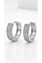 Special Series Tarnish-Free Steel Zircon Stone Perforated Minimal Hoop Earrings - 1.5 cm