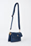 Women's Lilya Navy Blue 2-Compartment Covered Small Size Zipper and Snap Closure Handbag and Shoulder Bag - 5