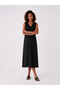 Women's Black V-Neck 100% Viscose Dress - 4