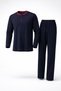 Men's Interlock Comfortable Fit Zero Collar High Quality Cotton Pajama Set 16670 - 4