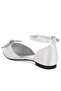 Women Rhinestone Detail Bow Flat Sandals in White - 3