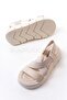 Girl's Beige Lightweight Elastic Non-Slip Sole Orthopedic Sandals - 3
