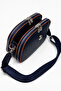Women's Navy Blue-Tan Multi-Compartment Cross Shoulder Bag with Adjustable Strap Daily Use Zipper Bag - 3