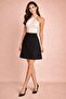 Black High Waist Lightweight Lycra Fabric Knee Length Bell Skirt - 2