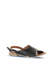 Black Khv-Beige Leather Women's Flat Sandals 01Wq5618 - 2