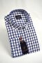 Plaid Pattern Navy Blue Cotton Pocketed Long Sleeve Premium Men's Shirt
