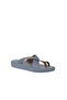 Blue Leather Women's Flip Flops Slipper 01Wy2308 - 3