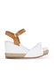 White Tan Leather Women's Wedge Heeled Sandals 14Ws72300