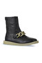 Black Khaki Leather Women's Flat Boots 01Wv9704 - 2