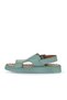 Green Open Leather Women's Flat Sandals 01wy9104 - 3