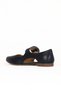Navy Blue Leather Women's Flat Shoes 01We2900 - 4