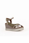 Khaki Multi Leather Women's Wedge Heeled Sandals 01Wu3802 - 2