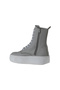 Gray White Leather Women's Wedge Heeled Boots 01Wv5500 - 4