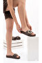 Women's Gold Single Buckle Anatomical Comfortable Stylish Soft Sole Slippers - 3