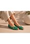 Genuine Leather Knitted Detailed Open Toe Casual Women's Ballerinas - 4