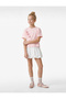 Floral Appliqué Cotton Short Sleeve Crew Neck T-Shirt