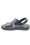 Asker 1928-san 100% genuine leather men's full orthopedic sandal slipper black - 4