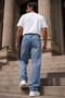 High Quality High Waist Loose Fit Pleated Jeans - C354-Light-Blue - 7
