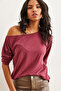 Women's Burgundy Boat Neck Wool Viscose Flowing Blouse Blz- 19002738 - 5
