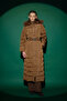 Hooded Belted Goose down Coat Brown - 3