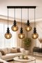Snowman 5-In-A-Row ✨   Black Body with Smoked Glop Glass ✨ Ceiling Mounted Living Room Chandelier Glass Chandelier ✨   Modern Chandelier Models Lighting Ceiling Lighting Dining Table Top Chandelier Lighting - 4