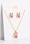Girl's Unicorn Necklace and Earring Set Colorful Enamel Gold Chain Jewelry Set