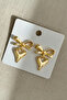 Gold Color Bow & Heart Detailed Dangle Earrings - 3