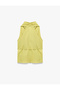 X Melis Ağazat - Linen Blend Draped Tie Detail Sleeveless Double-Breasted Blouse - 4