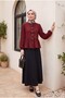 Buttoned Blouse with Bow Detail on the Front and Elasticated Sleeves - Burgundy