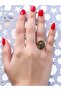 Natural Stone Labradorite Round Natural Stone Antique Model Women's Adjustable Ring Euy70Lbt - 3