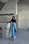 Women's High-Waisted Skirted Loose Blue Jeans - 4