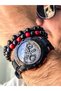 Sports Men's Wristwatch, Red Silikon Cord Suitable for Pool and Sea Use, with Stopwatch - 4