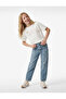 High Waist Cotton Balloon Cut Denim Trousers - 3