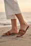 Tan Dark Leather Women's Flat Slippers 01We2302 - 2