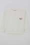 Girl's Sweatshirt Waffle Textured Heart Pompom Emblem Detail 5-9 Years, Ecru - 5