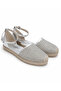 Women's Stoned Straw Espadrille Sandals with Ankle Strap Ballerinas - 4