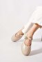 Jesica beige wrinkled women's flat shoe with money buckle - 4