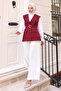 V Neck Vest Suit Claret Red 19254 - 3
