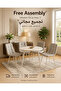 طاولات طعام سيراميكية مستديرة مع مجموعة من 4 كراسي مخملية مقاس 90×90×75 سم