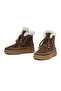 Women's Brown Lace-Up Thick Soled Suede Leather Teddy Boots 25Wfd205310 - 3