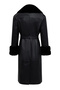 Selena Women's Black Collar Fur Leather Trench Coat 25Wge56221M - 2