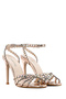 Women's Gold Stone-Embellished High Stiletto Heel Sandals 26SFE3905TS - 2