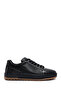 Men's Black Lace-Up Thick Sole Genuine Leather Sneaker, Winter Sports Shoes 25Wfd7602Ft