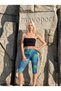 Women's Blue Green Patterned Lycra Sports and Swimming Tights - Below the Knee Capri - 3