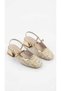 Women's Multi-Colored Fabric Back Open Summer Short Heel Shoes