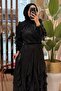 Jacquard Ruffle Detailed Organza Blouse Skirt Set - 4